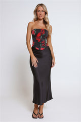 Rosy Mood Strapless Corset Top Black