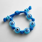 Knotty Good Eye Cord Bracelet - Aqua