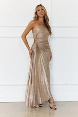 Evening Aura One Shoulder Maxi Dress Champagne
