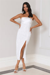 Yes To Shimmer Sequin Midi Dress White