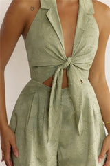 The Scene Shift Halter Romper Sage