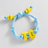 Knotty Enamel Initial Custom Bracelet - Blue/Yellow Double Letter