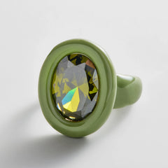 Joy Pop Cubic Zirconia Ring - Dark Green/Olive Green