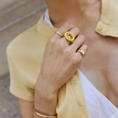 Joy Pop Cubic Zirconia Ring - Peach/Yellow