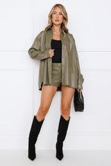Piece Together Faux Leather Set Olive