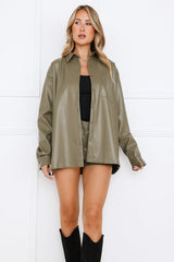 Piece Together Faux Leather Set Olive
