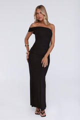 Wild Whimsy One Shoulder Mesh Maxi Dress Black