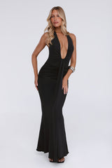 Pretty Now Halter Maxi Dress Black