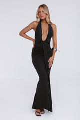 Pretty Now Halter Maxi Dress Black