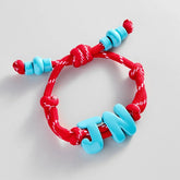 Knotty Enamel Initial Custom Bracelet - Red/Blue Double Letter