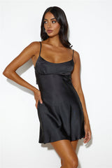 Famous Fit Satin Mini Dress Black