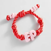 Knotty Enamel Initial Custom Bracelet - Red/Pink Double Letter