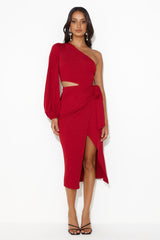 Feeling Snatched Midi Dress Burgundy