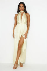 Exciting Event Satin Maxi Dress Yellow