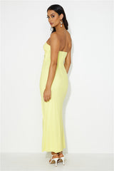 Hottest Date Mesh Strapless Maxi Dress Yellow