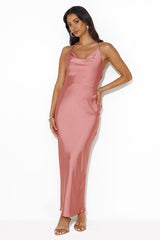 Charming Swan Satin Maxi Dress Rose