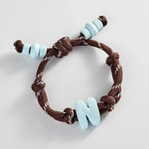 Knotty Enamel Initial Custom Bracelet - Brown/Blue Single Letter