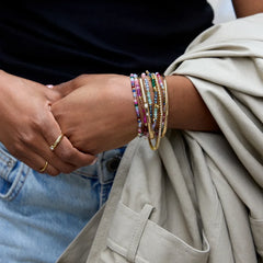 Indya Semi-Precious Layered Bracelet Set - Dark Multi