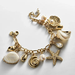 Isla Charm Bracelet - Gold/Pearl