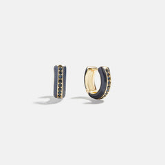 Game Day Enamel Huggie Earrings - Navy