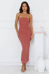 Aiko Halter Mesh Maxi Dress Rose