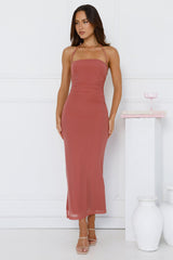 Aiko Halter Mesh Maxi Dress Rose