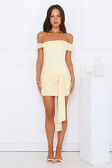 Petals And Moonlight Off Shoulder Mini Dress Yellow