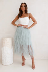Twirl This Way Tulle Midi Skirt Sage