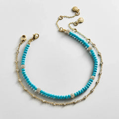 Irina Semi-Precious Anklet Set - Gold/Turquoise