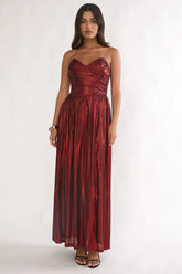 Marin Pointed Sweetheart Maxi Dress Wine