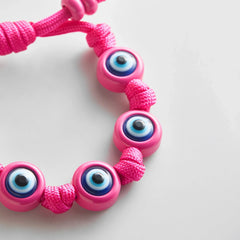 Knotty Good Eye Cord Bracelet - Fuchsia