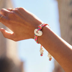 Knotty Enamel Initial Custom Bracelet - Multi/White Single Letter