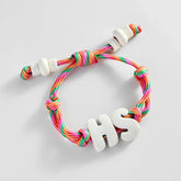 Knotty Enamel Initial Custom Bracelet - Multi/White Double Letter