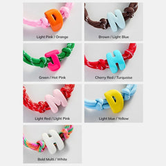 Knotty Enamel Initial Custom Bracelet - Pink/Orange Single Letter