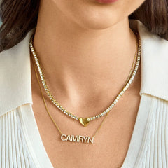 Heart Tennis Necklace - Heart