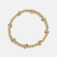 Gold/Pavé Repeating Initial Pisa Bracelet - F
