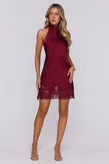 Tidal Reflections Satin Mini Dress Burgundy