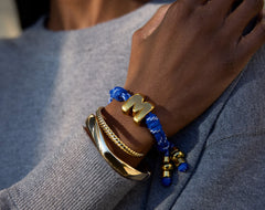 Knotty Initial Custom Bracelet - Cobalt Double Letters