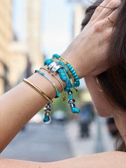 Knotty Initial Custom Bracelet - Aqua Single Letter
