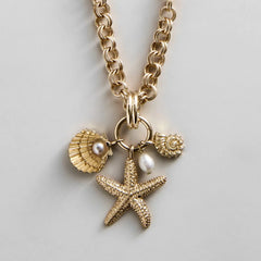 Isla Charm Necklace - Gold/Pearl