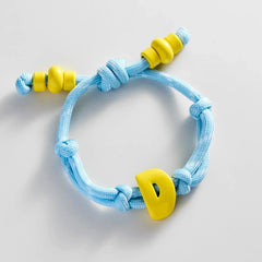 Knotty Enamel Initial Custom Bracelet - Blue/Yellow Single Letter