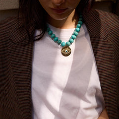 Joan Semi-Precious Evil Eye Necklace - Gold/Turquoise