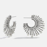 Jordan Sunburst Hoop Earrings - Silver/Pavé