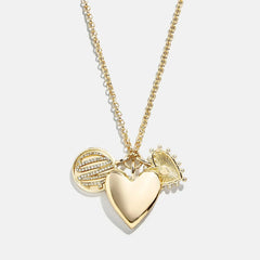 Heart Cluster Charm Necklace - Heart