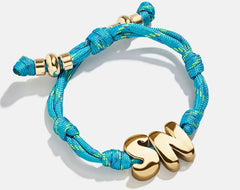 Knotty Initial Custom Bracelet - Aqua Double Letters
