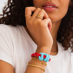 Knotty Enamel Initial Custom Bracelet - Red/Blue Single Letter