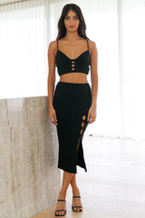 Wicked Flair Midi Skirt Black