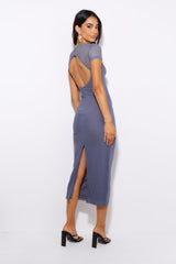 Bright To Dark Mesh Maxi Dress Grey