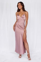 The Sophia Satin Maxi Dress Dusty Pink