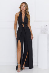 Vibrantly Modern Halter Jumpsuit Black
